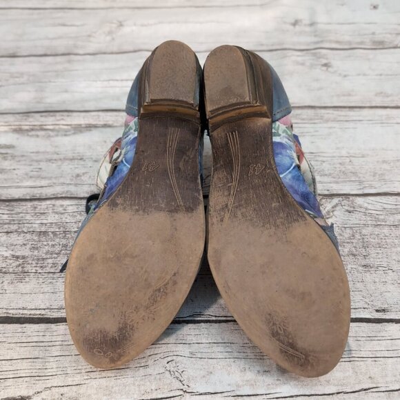 Rovers Floral Leather Lace-Up Ankle Boots Blue Multicolor Boho – US Women’s 10 - Picture 9 of 10